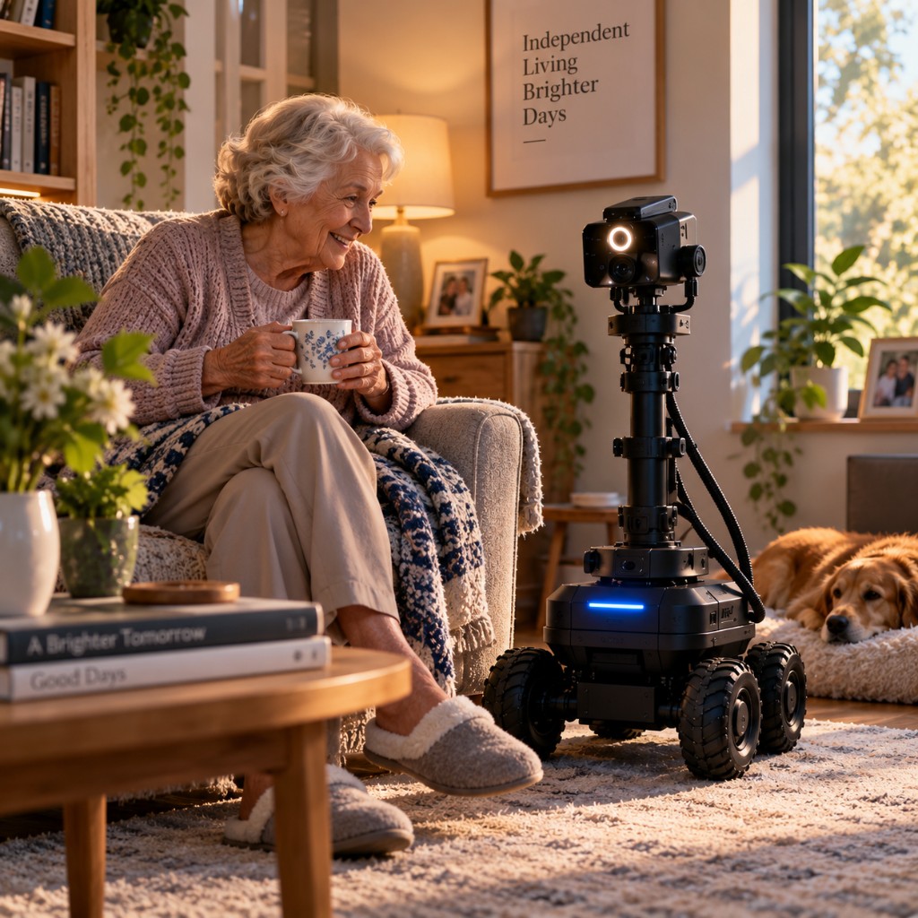PulseBot in a living room with someone at home